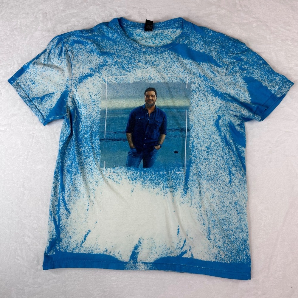 Luke Bryan Country Music Graphic T-Shirt Blue Bleach Wash District Large